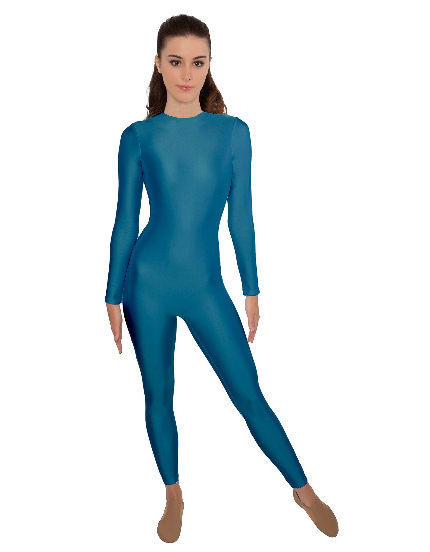 Solid Lycra LS Open Back Unitard