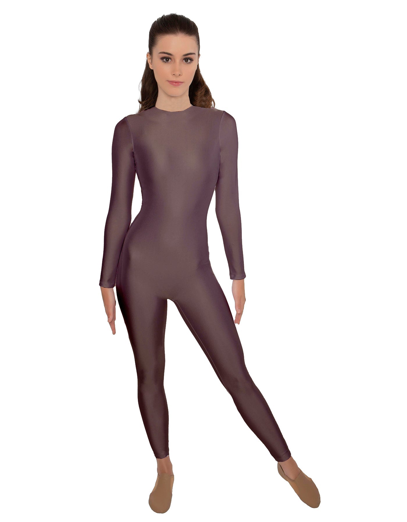 Solid Lycra LS Open Back Unitard