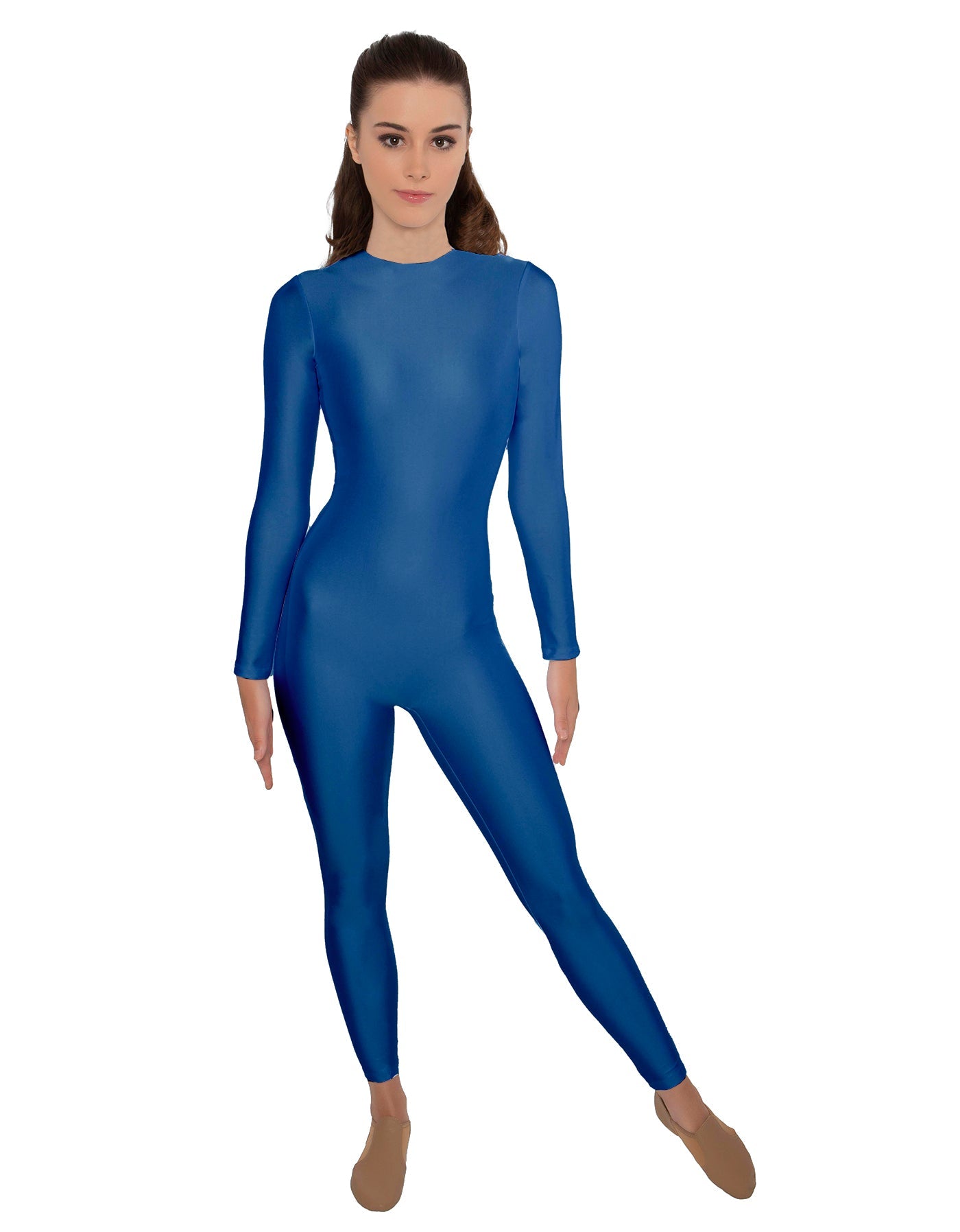 Solid Lycra LS Open Back Unitard