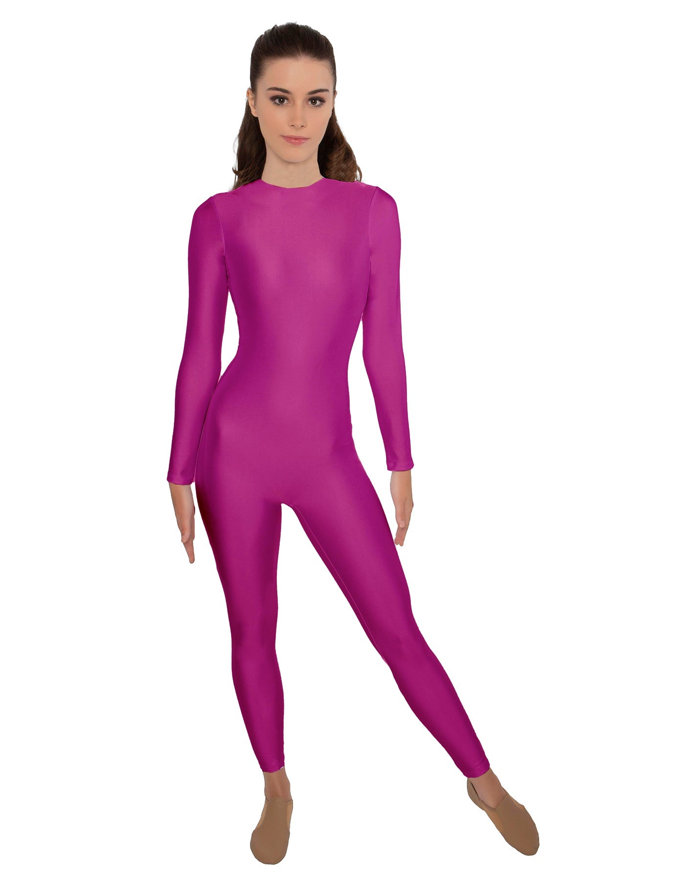 Solid Lycra LS Open Back Unitard
