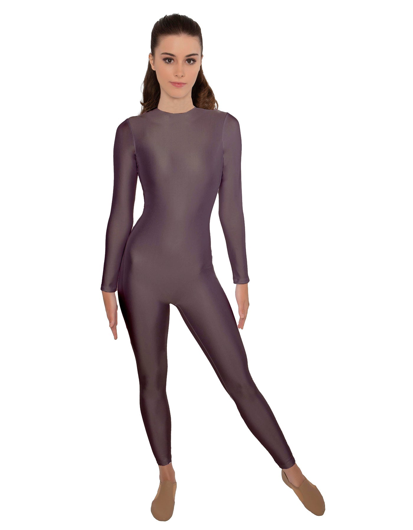 Solid Lycra LS Open Back Unitard