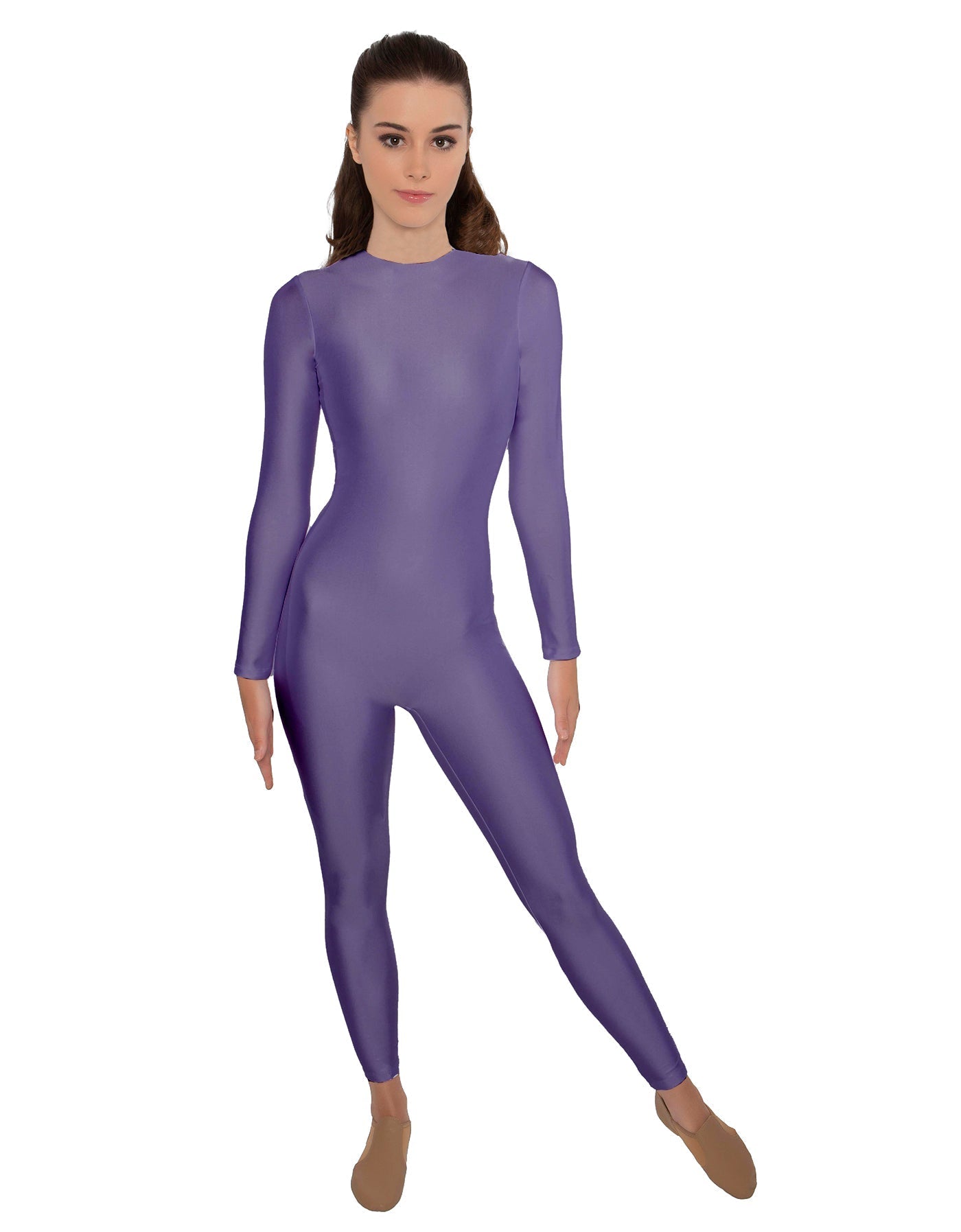 Solid Lycra LS Open Back Unitard
