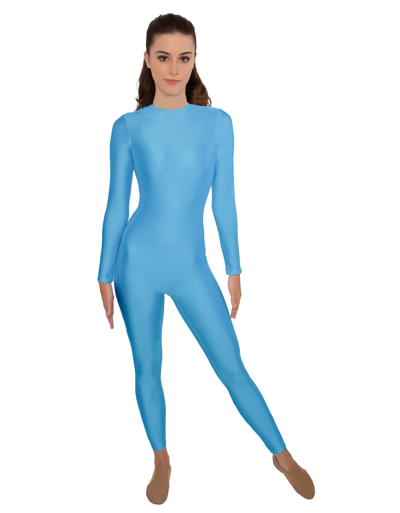 Solid Lycra LS Open Back Unitard
