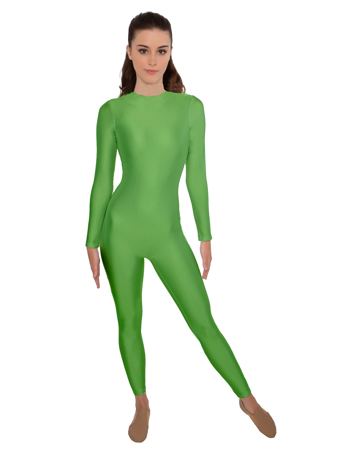 Solid Lycra LS Open Back Unitard
