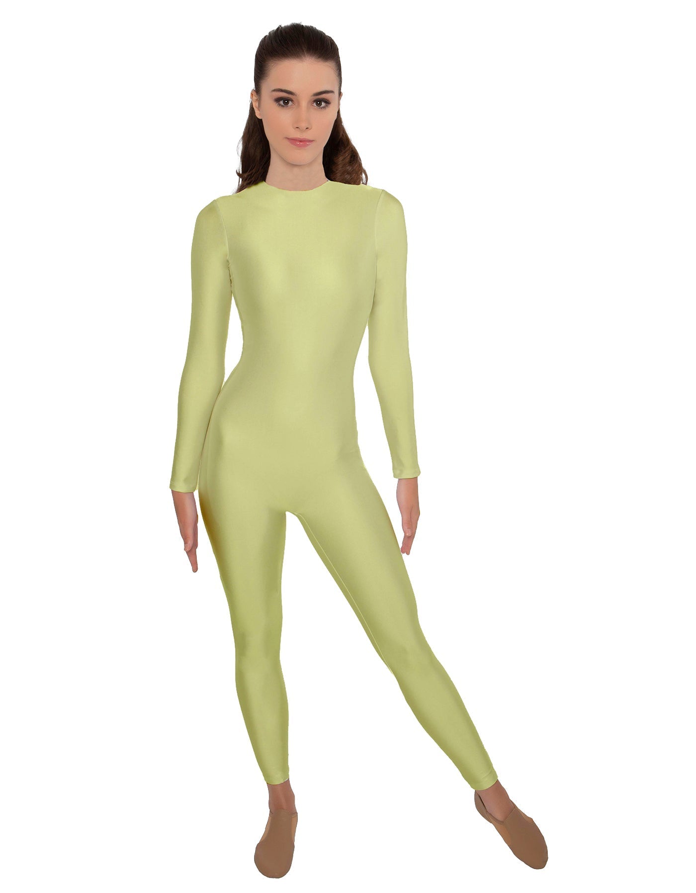 Solid Lycra LS Open Back Unitard