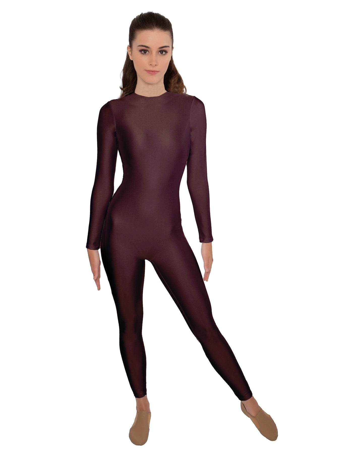Solid Lycra LS Open Back Unitard