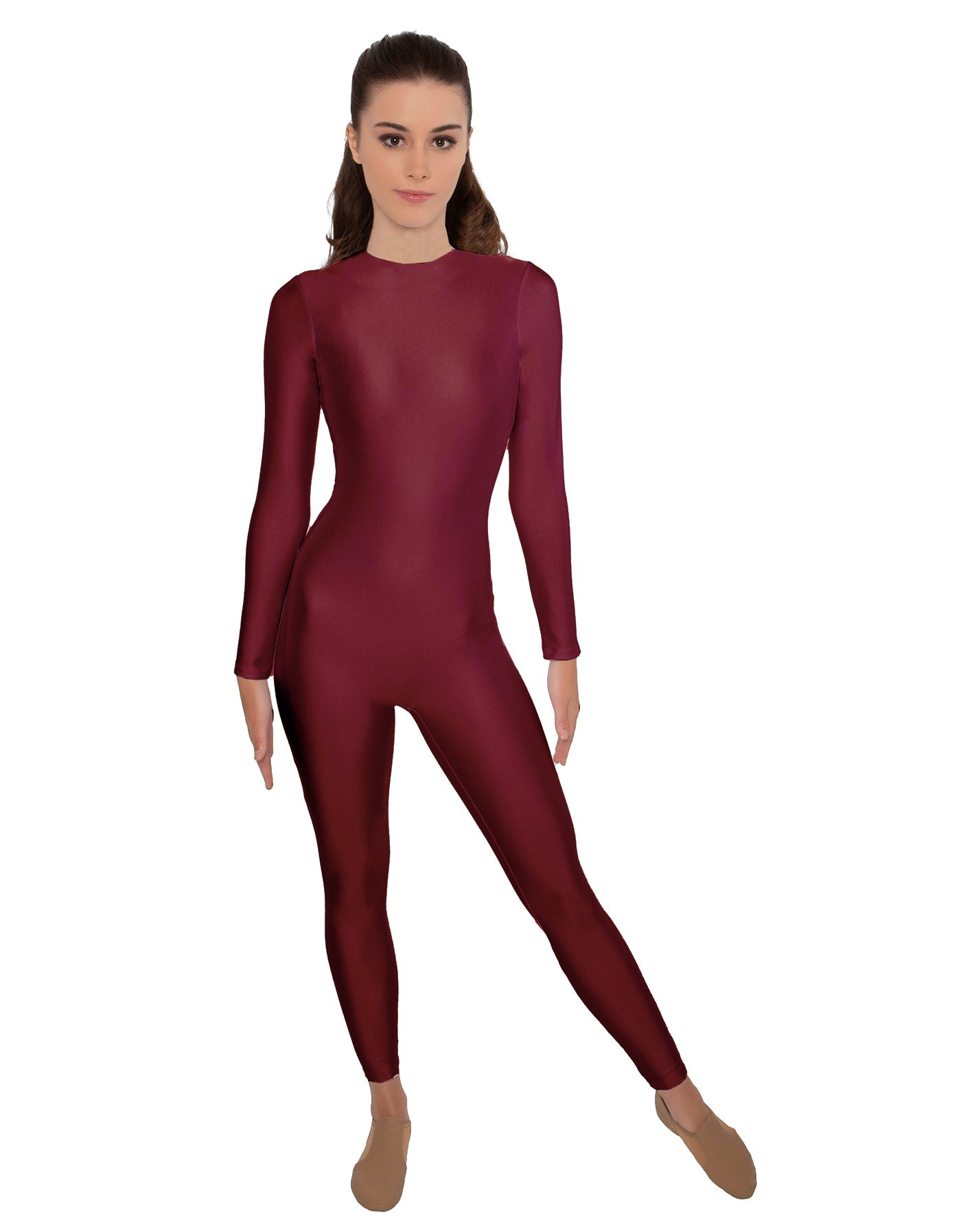 Solid Lycra LS Open Back Unitard