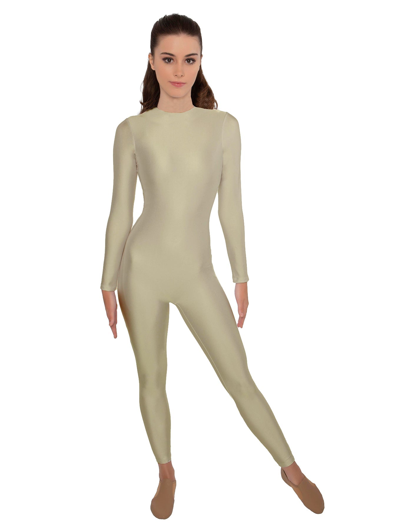 Solid Lycra LS Open Back Unitard