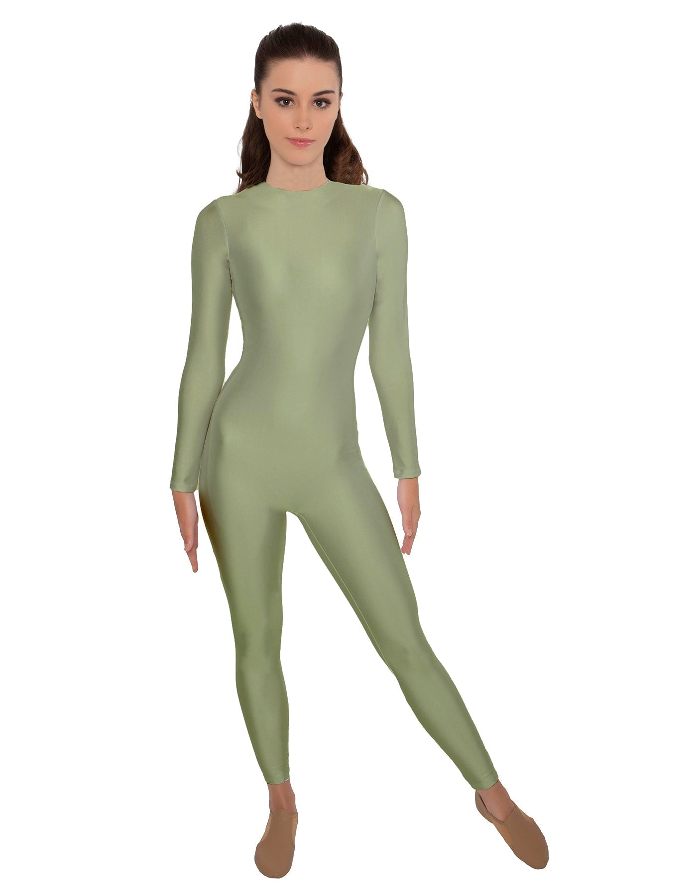 Solid Lycra LS Open Back Unitard