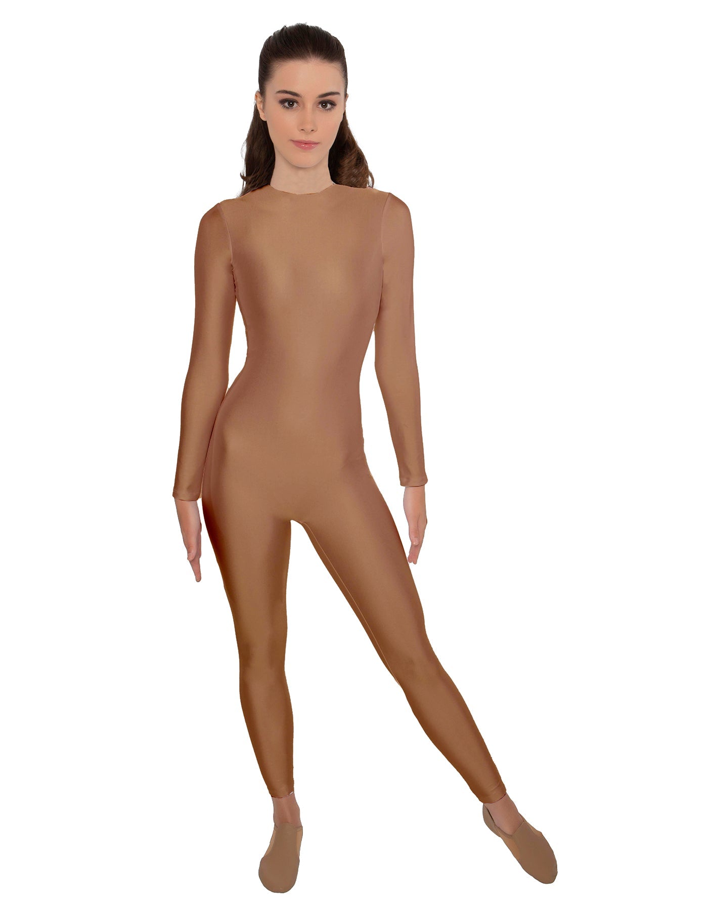 Solid Lycra LS Open Back Unitard