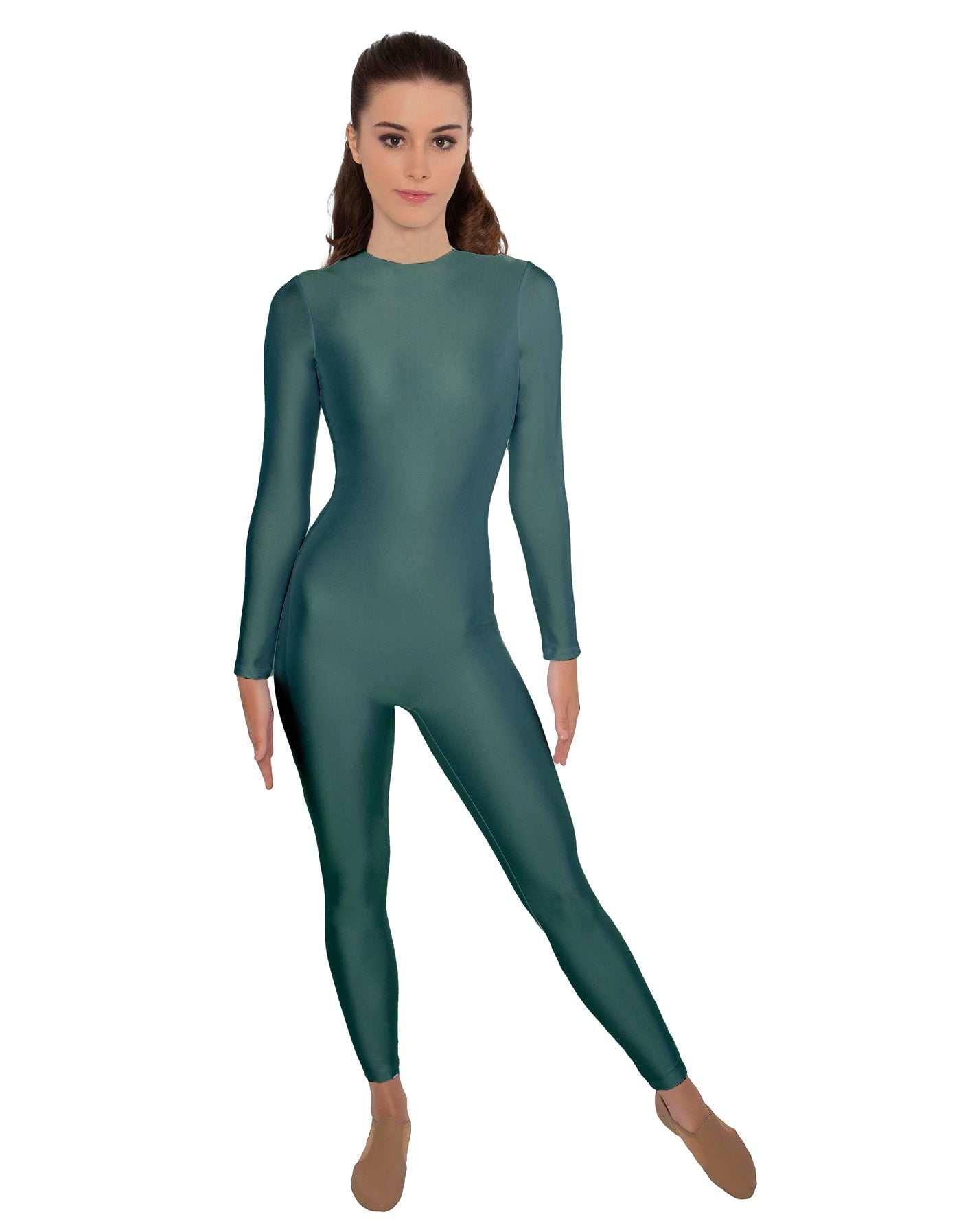 Solid Lycra LS Open Back Unitard