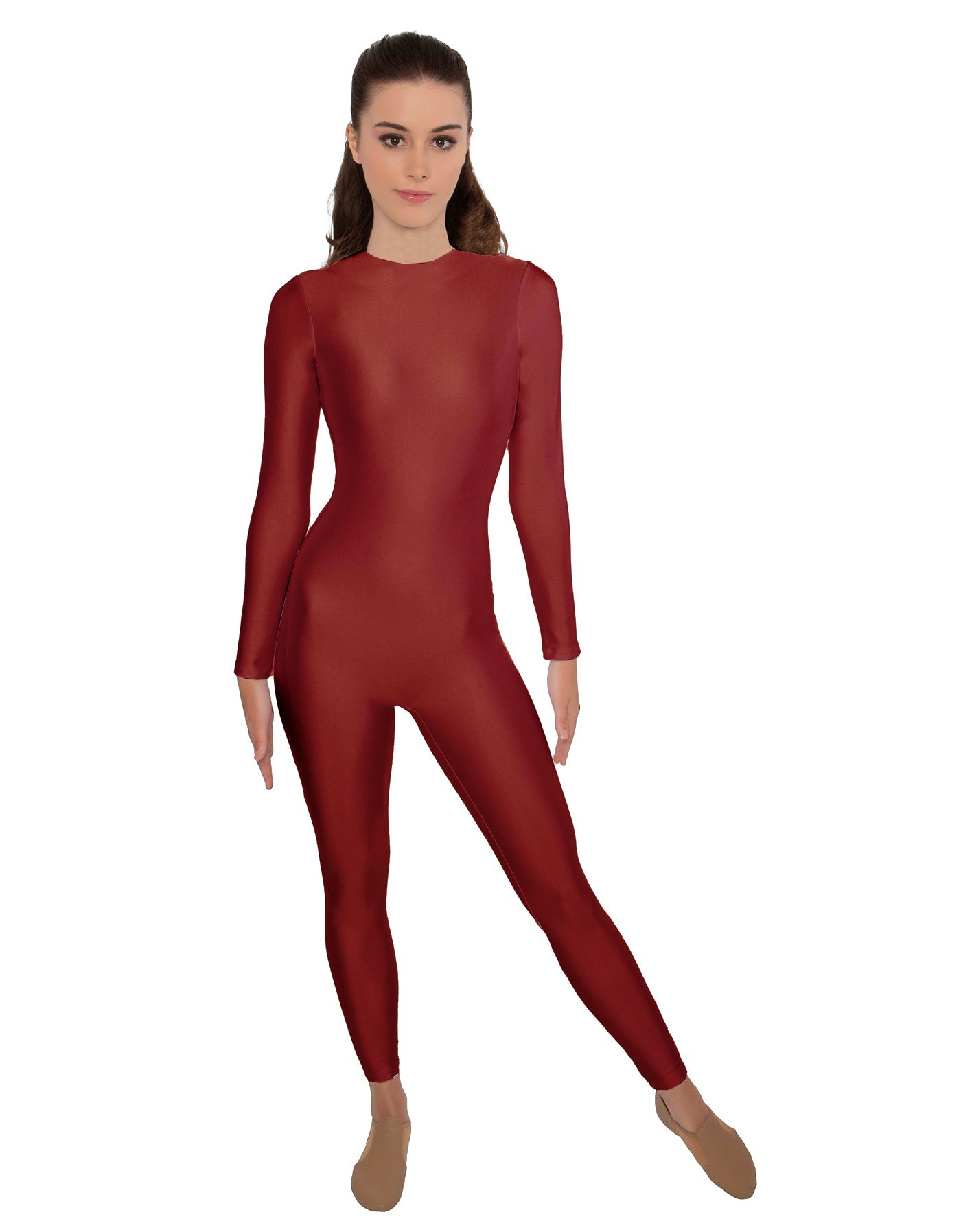 Solid Lycra LS Open Back Unitard