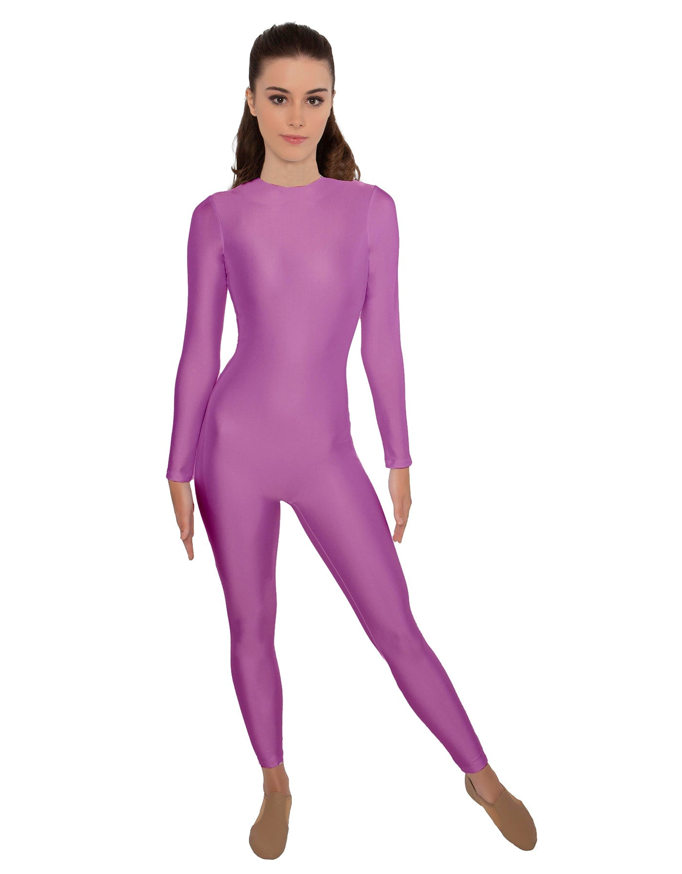 Solid Lycra LS Open Back Unitard