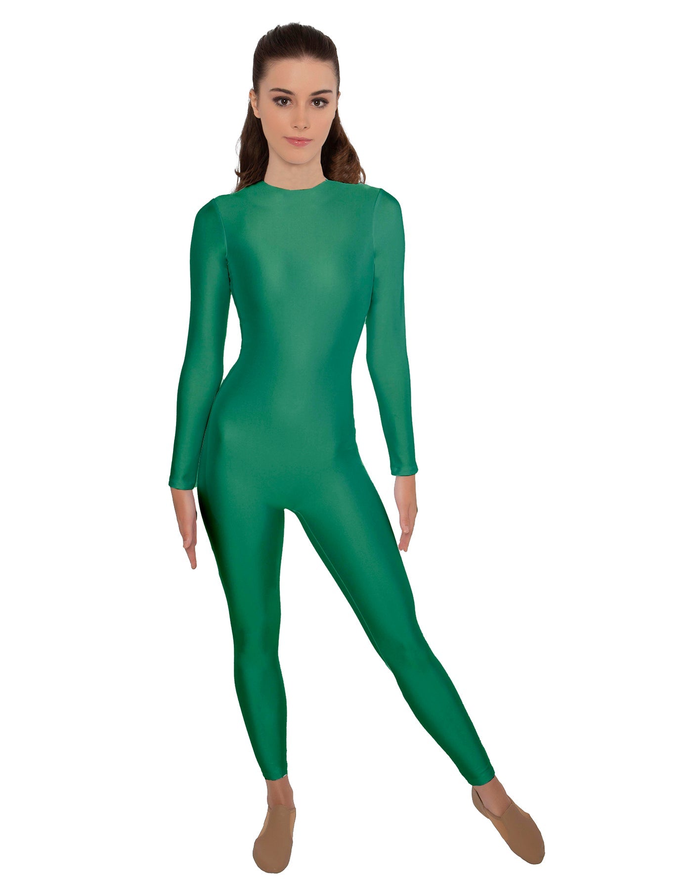Solid Lycra LS Open Back Unitard