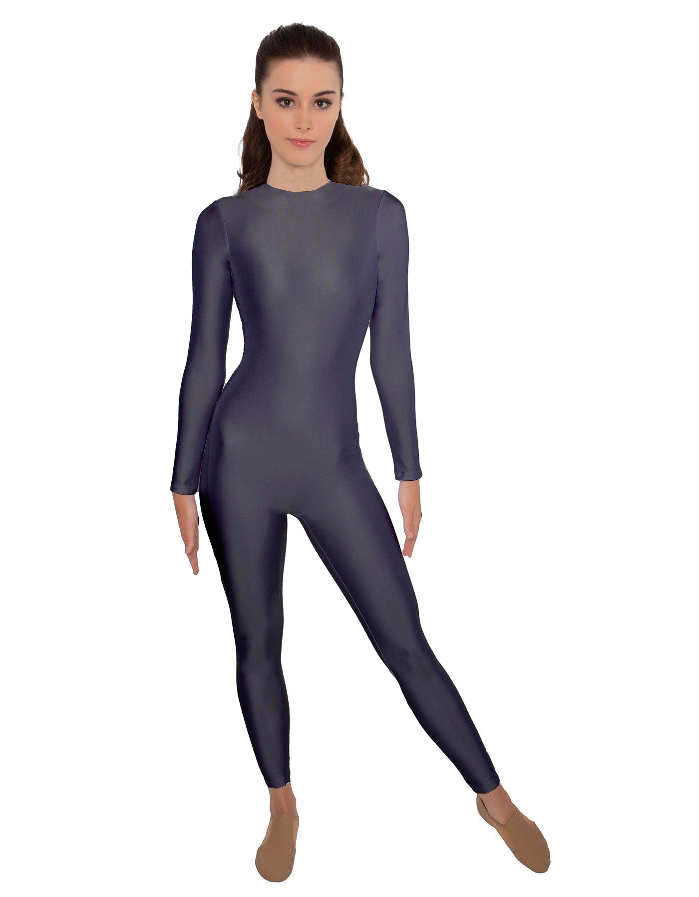 Solid Lycra LS Open Back Unitard