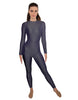 Solid Lycra LS Open Back Unitard