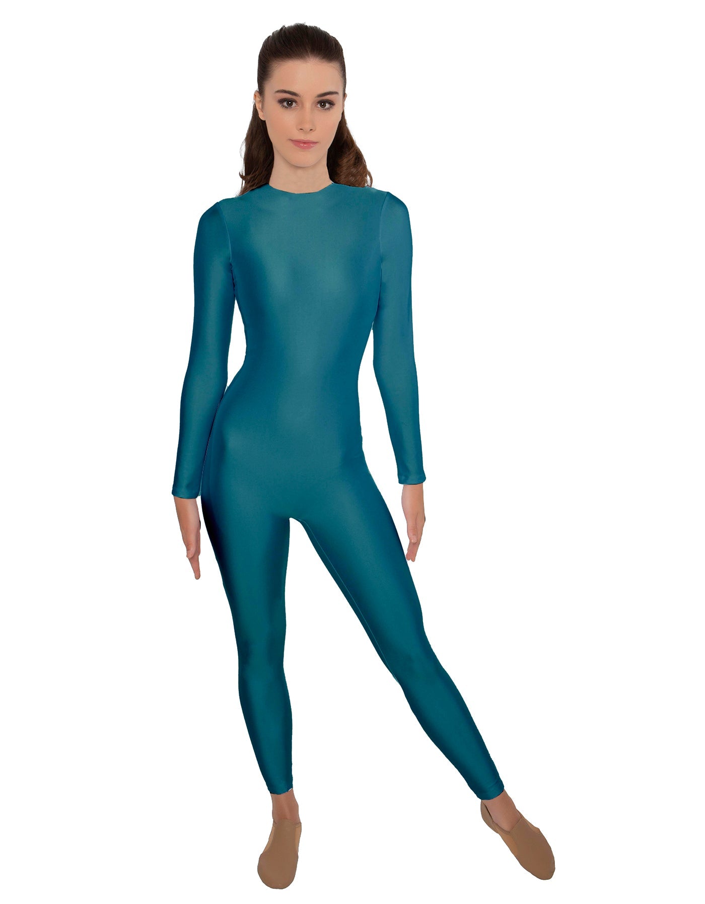 Solid Lycra LS Open Back Unitard
