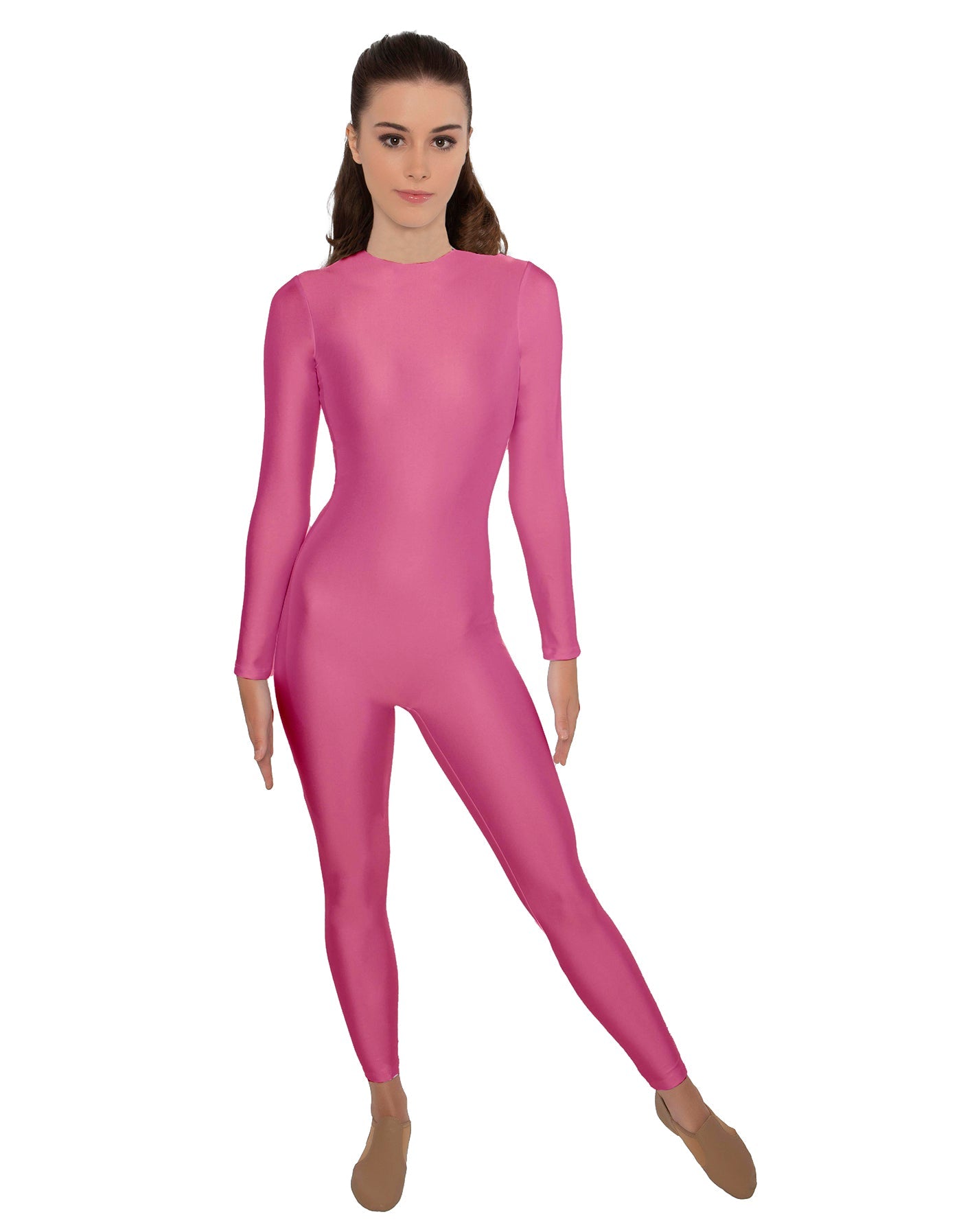 Solid Lycra LS Open Back Unitard