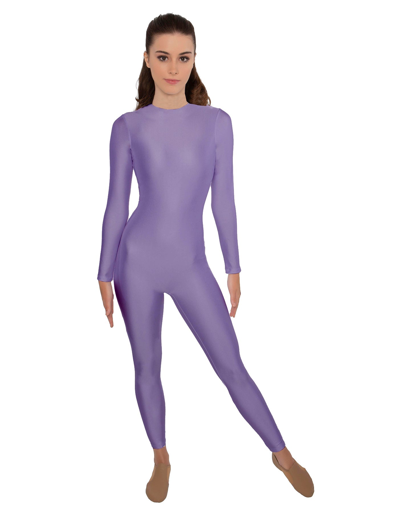 Solid Lycra LS Open Back Unitard