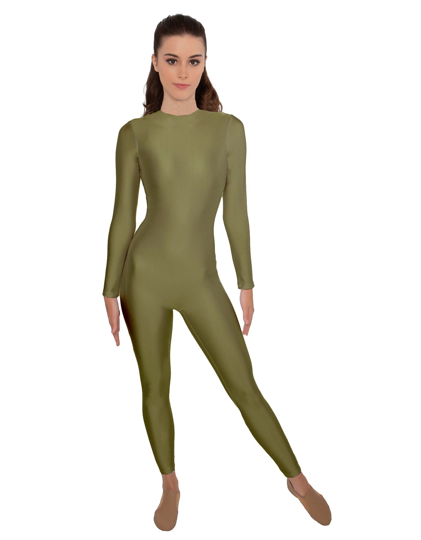 Solid Lycra LS Open Back Unitard