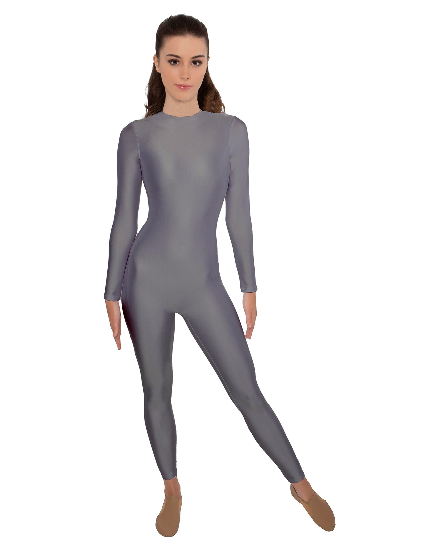 Solid Lycra LS Open Back Unitard
