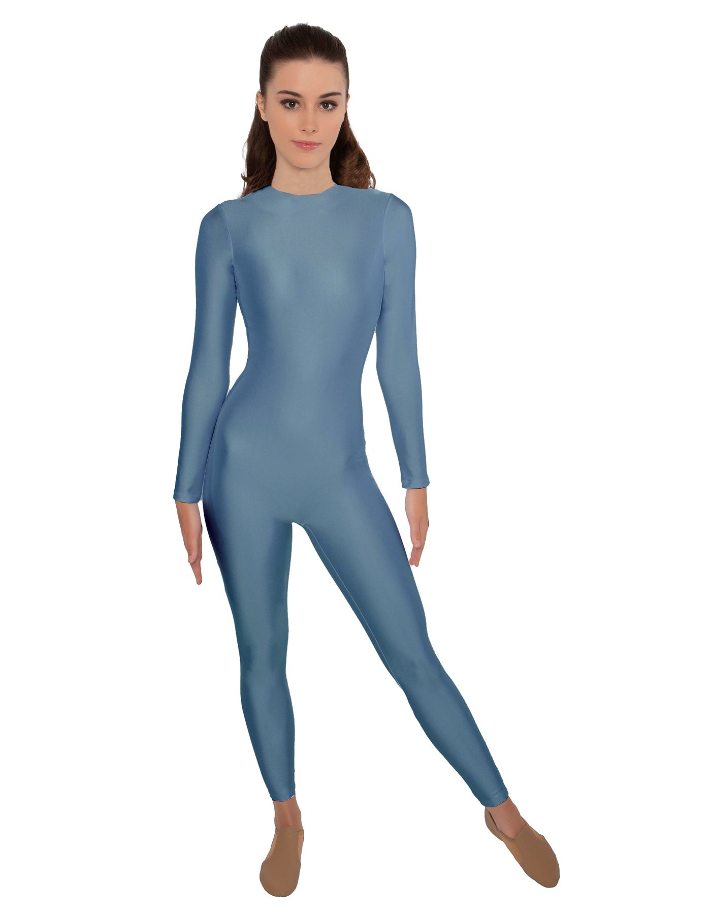 Solid Lycra LS Open Back Unitard