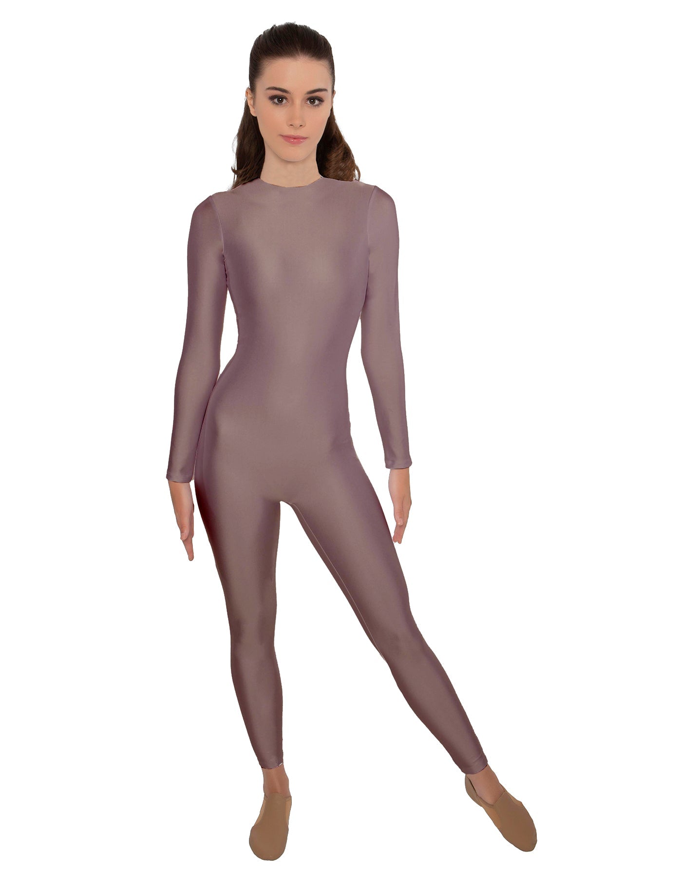 Solid Lycra LS Open Back Unitard