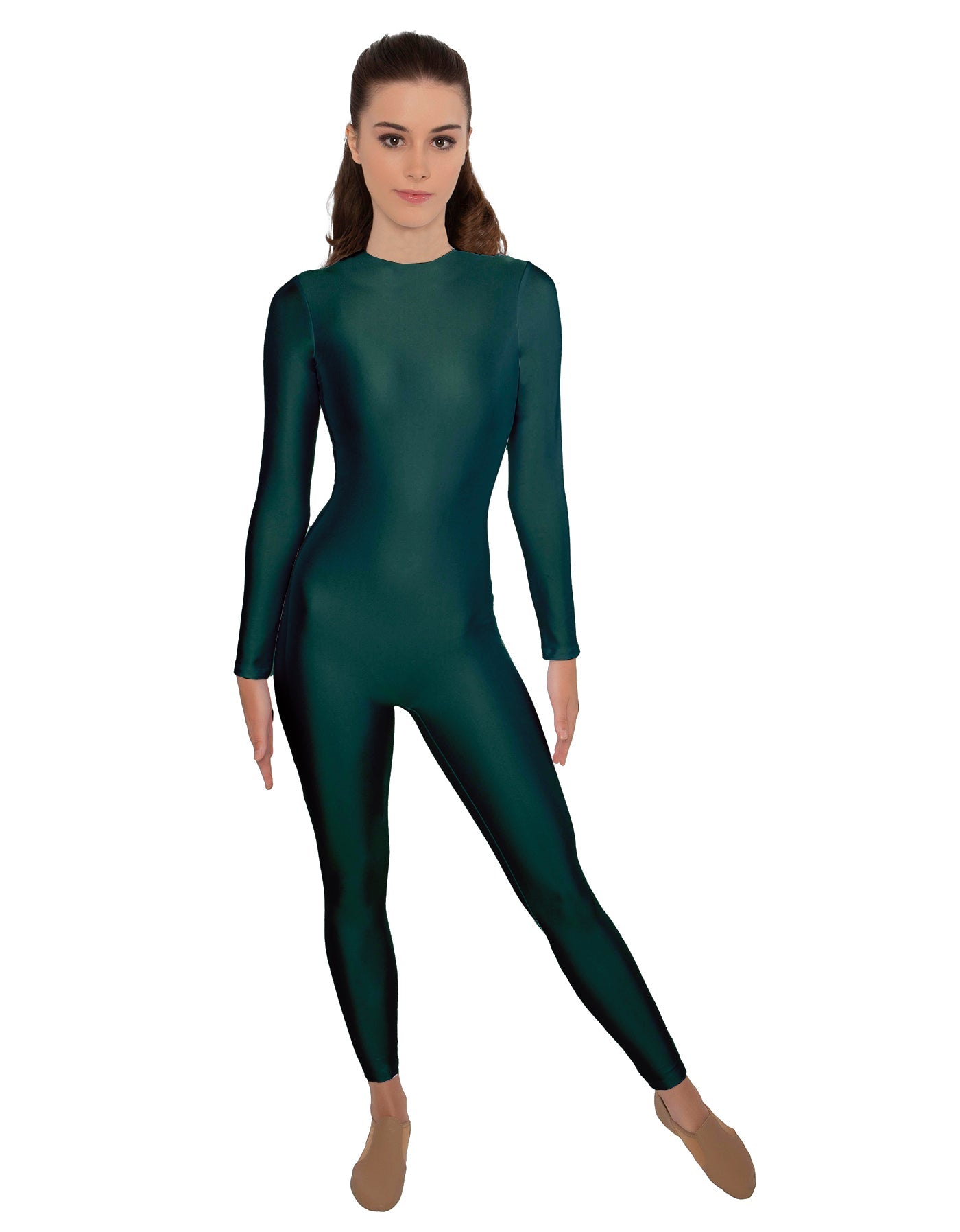 Solid Lycra LS Open Back Unitard