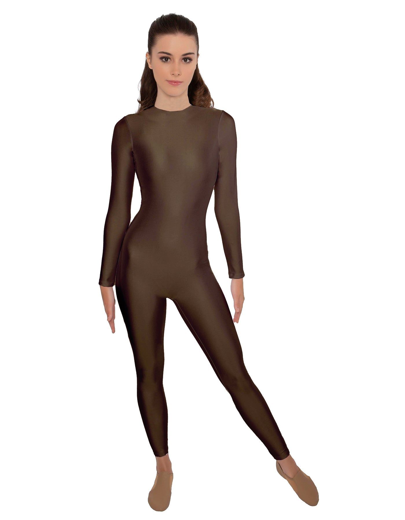 Solid Lycra LS Open Back Unitard