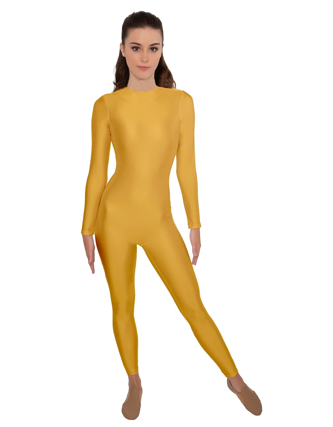 Solid Lycra LS Open Back Unitard