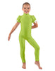 Solid Lycra Puff Sleeve Zipper Back Unitard