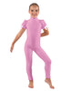 Solid Lycra Puff Sleeve Zipper Back Unitard