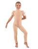 Solid Lycra Puff Sleeve Zipper Back Unitard