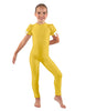 Solid Lycra Puff Sleeve Round Neck Keyhole Unitard