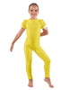 Solid Lycra Puff Sleeve Round Neck Keyhole Unitard