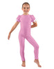 Solid Lycra Puff Sleeve Round Neck Keyhole Unitard