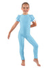 Solid Lycra Puff Sleeve Round Neck Keyhole Unitard