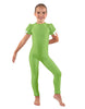 Solid Lycra Puff Sleeve Round Neck Keyhole Unitard