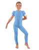 Solid Lycra Puff Sleeve Round Neck Keyhole Unitard