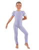 Solid Lycra Puff Sleeve Round Neck Keyhole Unitard