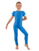 Solid Lycra Puff Sleeve Round Neck Keyhole Unitard