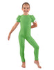 Solid Lycra Puff Sleeve Round Neck Keyhole Unitard