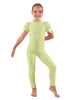 Solid Lycra Puff Sleeve Round Neck Keyhole Unitard