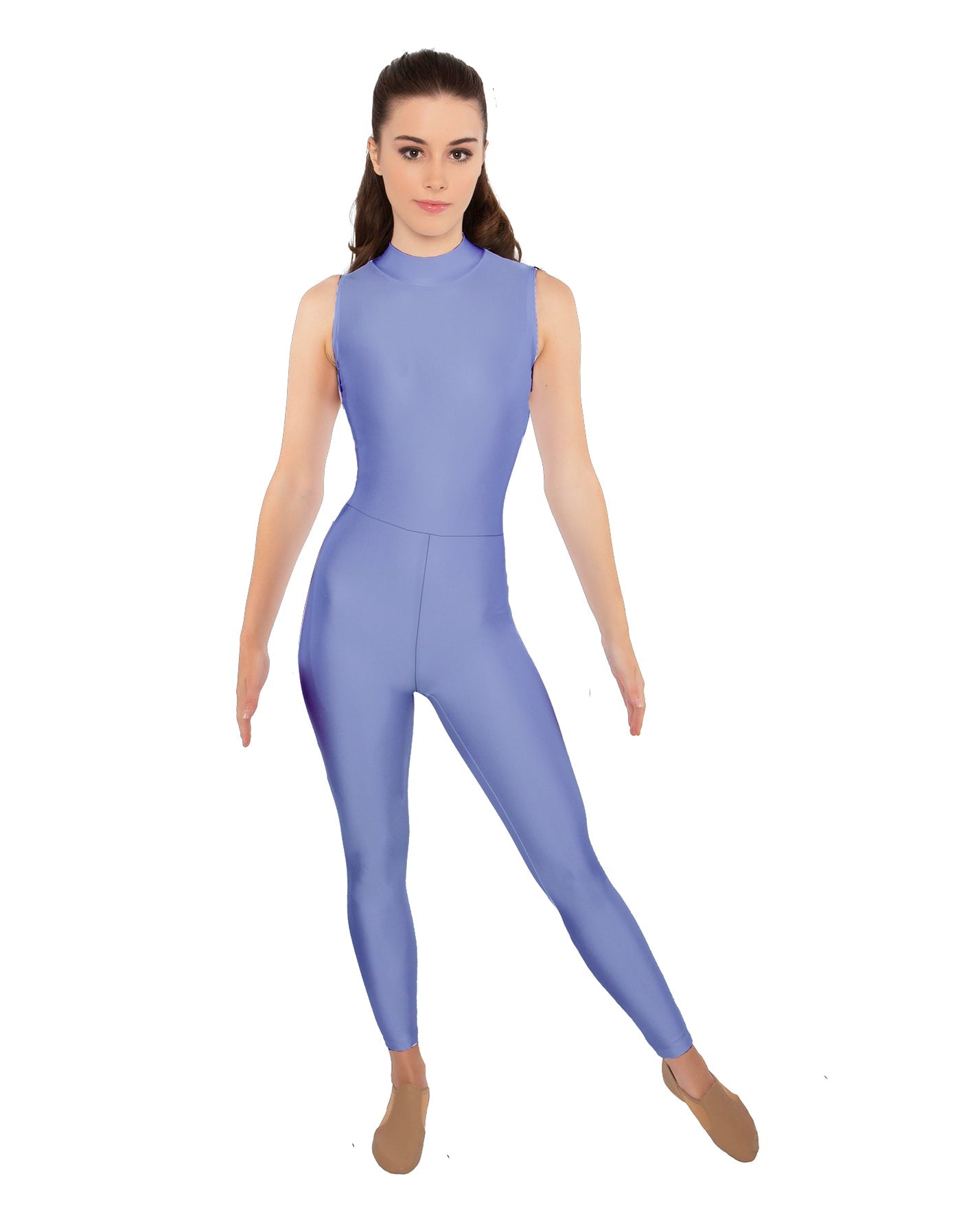 Solid Lycra Sleeveless TNeck Keyhole Unitard
