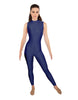 Solid Lycra Sleeveless TNeck Keyhole Unitard