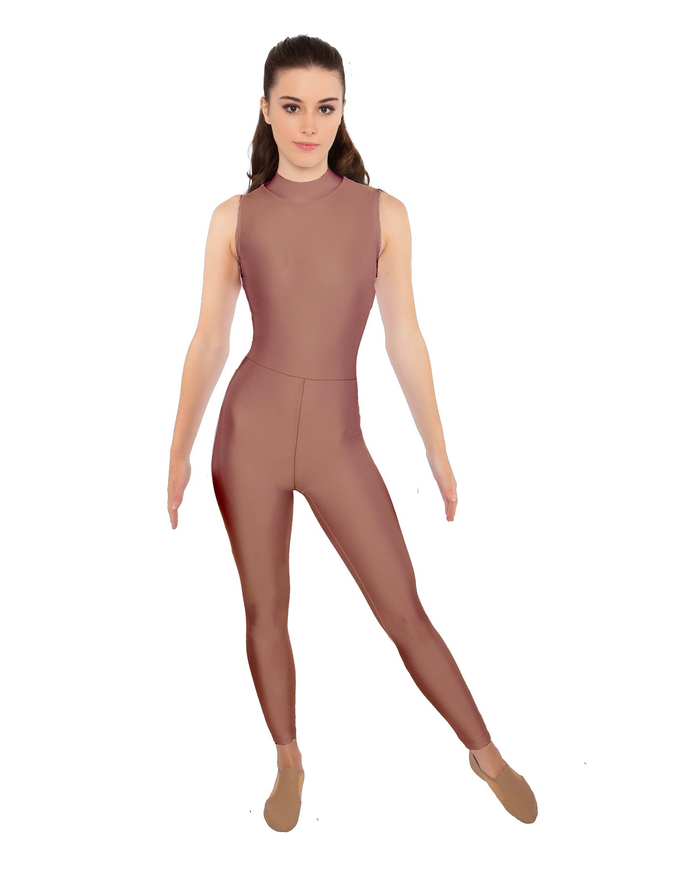 Solid Lycra Sleeveless TNeck Keyhole Unitard