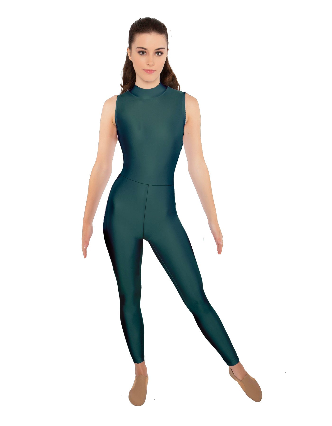 Solid Lycra Sleeveless TNeck Keyhole Unitard