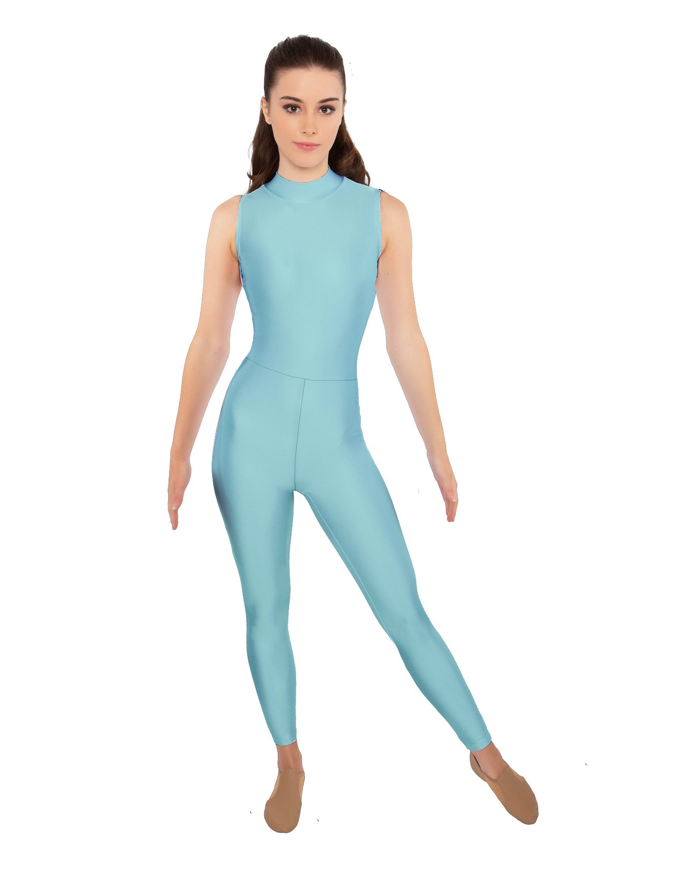 Solid Lycra Sleeveless TNeck Keyhole Unitard