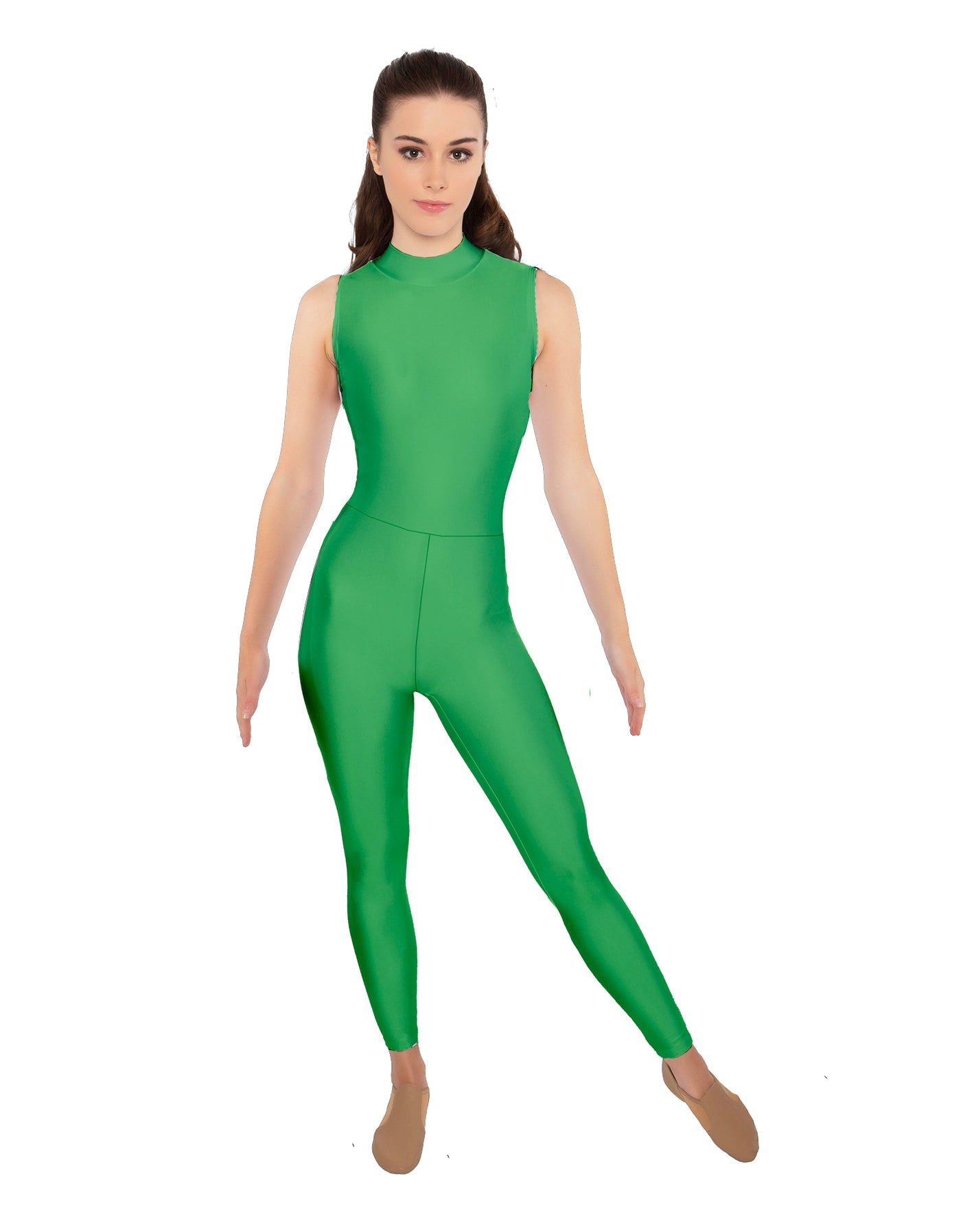 Solid Lycra Sleeveless TNeck Keyhole Unitard