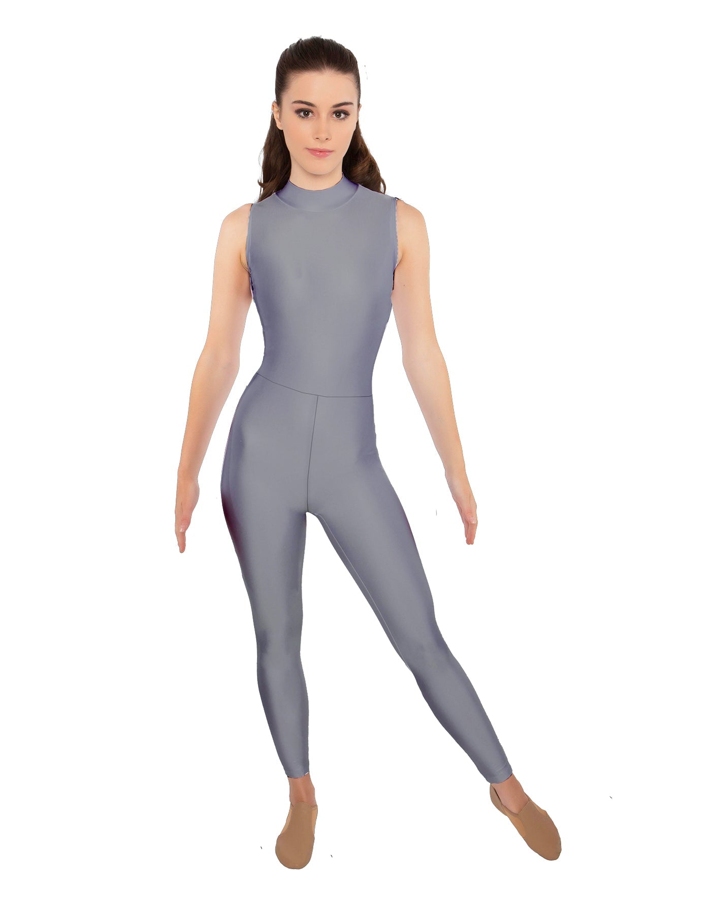 Solid Lycra Sleeveless TNeck Keyhole Unitard